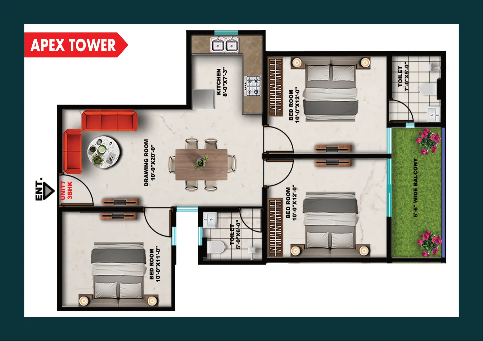 Apex Tower Unit 5 Layout