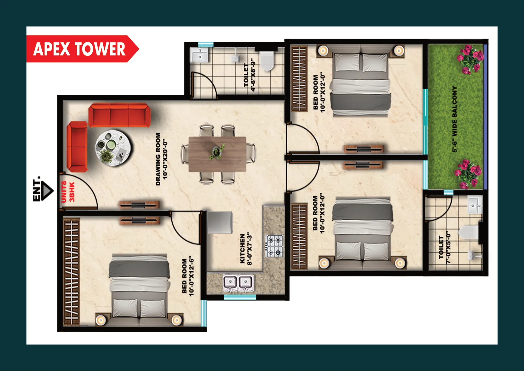 Apex Tower Unit 6 Layout