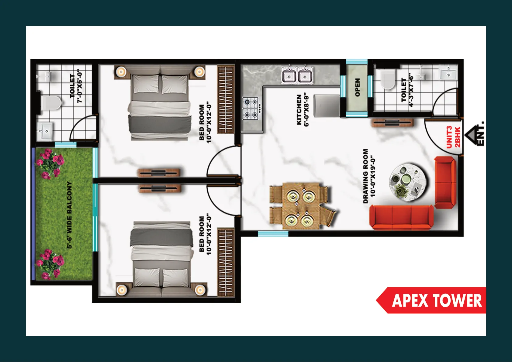 Apex Tower Unit 1 Layout