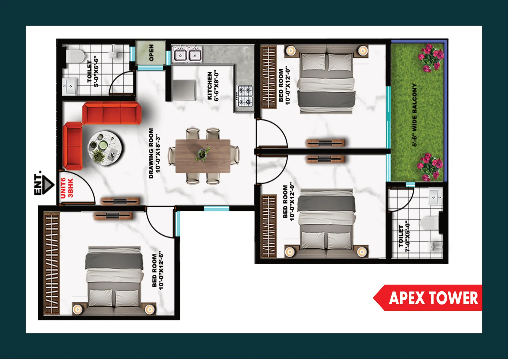 Apex Tower Unit 3 Layout
